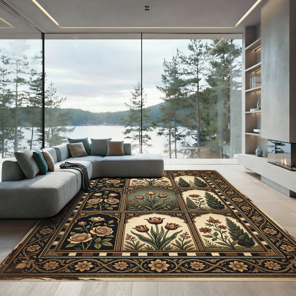Antique Floral Arch Garden Collection Rug