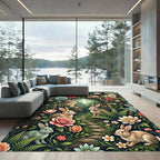 Enchanted Woodland Rabbit and Rose Garden Rug