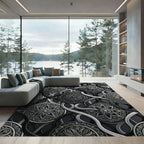 Ornate Silver Mandala Interlocking Ribbons Rug