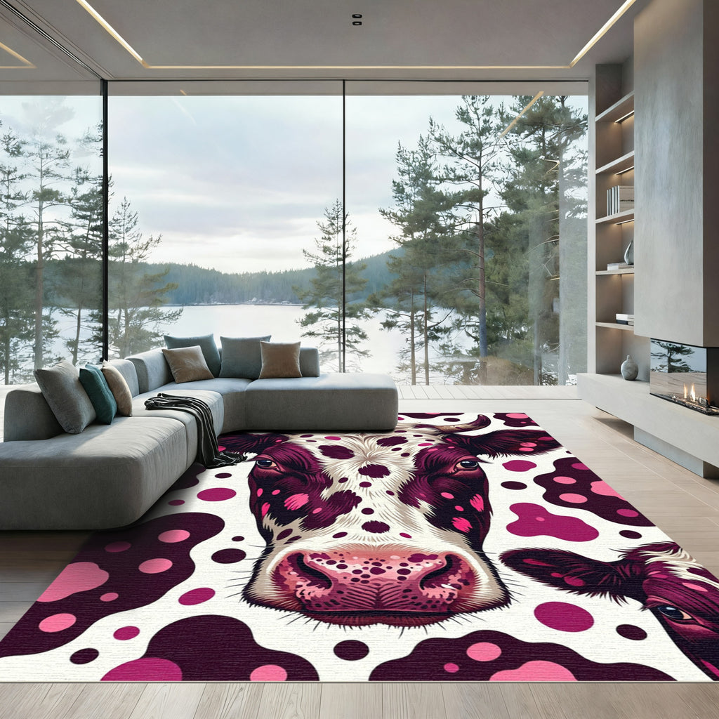 Duo Tone Pink Spots Cow Head Rug