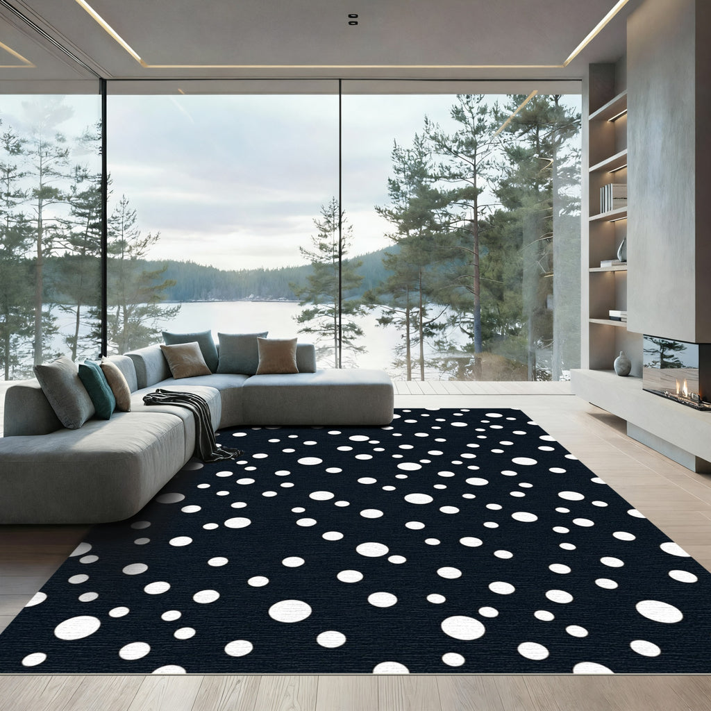 Midnight White Polka Dot Scatter Rug