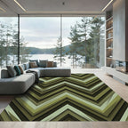 Muted Green Layered Chevron Rug