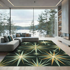Radiant Starburst Teal Amber Rug