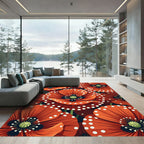 Bold Red Poppy Polka Dot Bloom Rug
