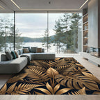 Golden Tropical Foliage Botanical Art Rug