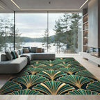 Emerald Green Art Deco Fan Rug