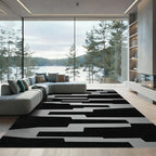 Bold Black and White Abstract Geometric Rug
