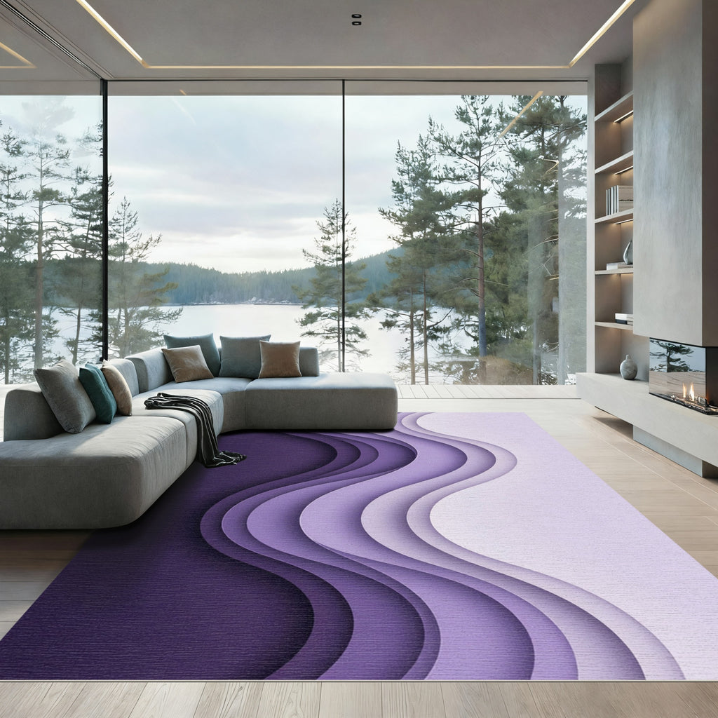 Amethyst Wavy Layers Abstract Rug