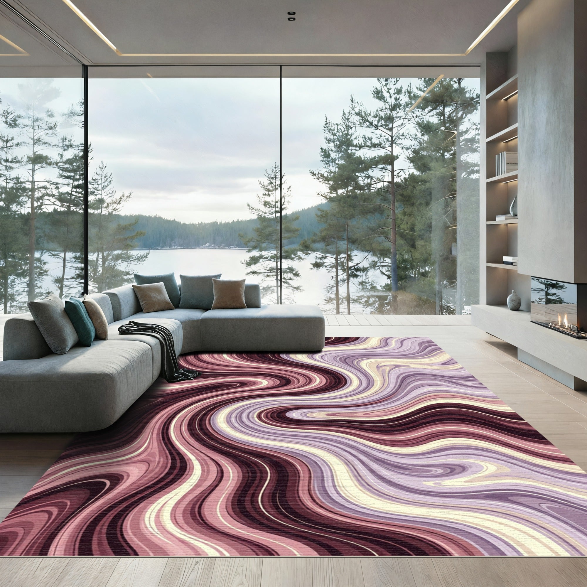 Rich Burgundy Amethyst Swirl Rug