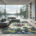 Pastoral Floral Cottage Toile Landscape Rug
