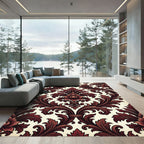 Deep Crimson Floral Acanthus Scroll Rug
