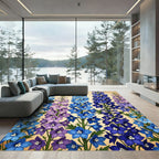Blue Purple Floral Tall Stalks Rug
