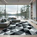 Monochromatic Smoked Geometric Triangle Abstract Rug