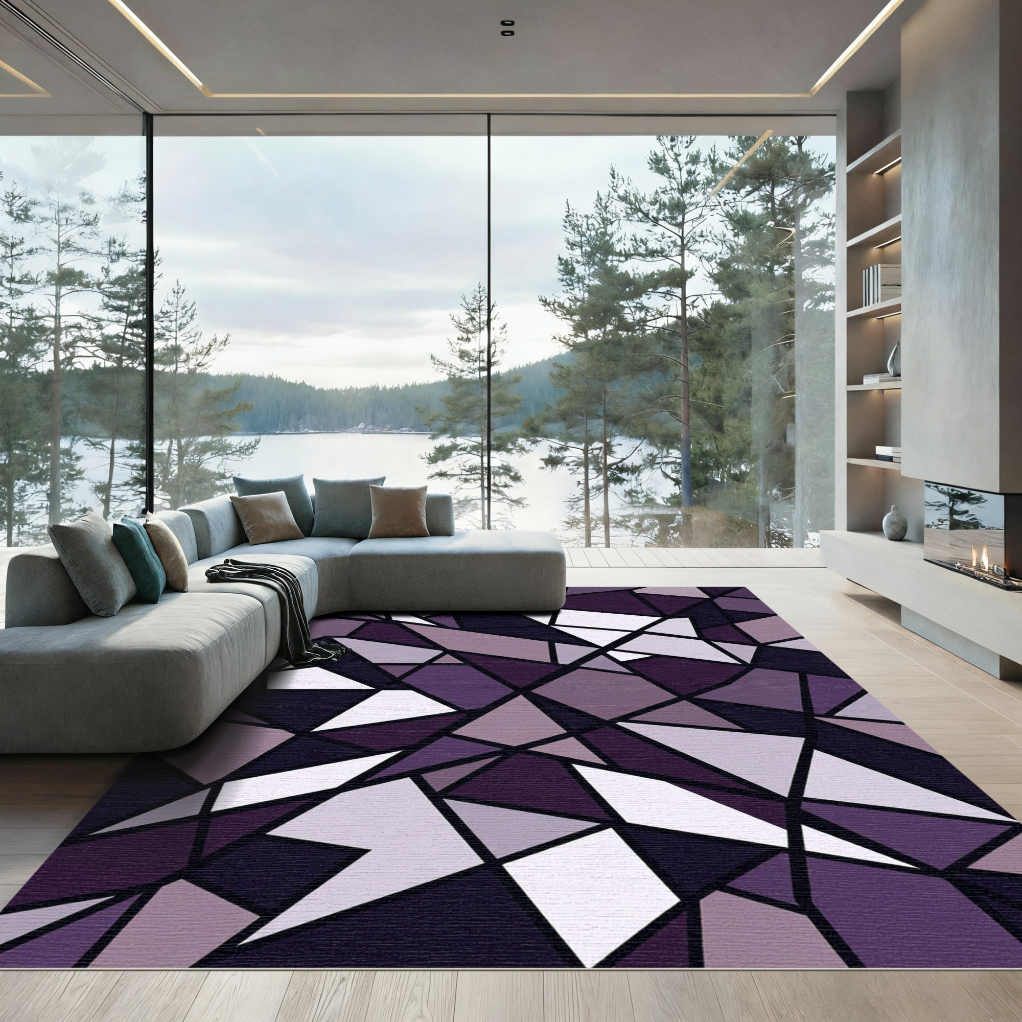 Purple Geometric Fragment Abstract Rug
