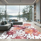 Abstract Crimson and Peach Ink Splash Rug
