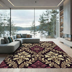 Rich Burgundy Gold Acanthus Scroll Rug