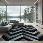 Gray Chevron Geometric Illusion Rug