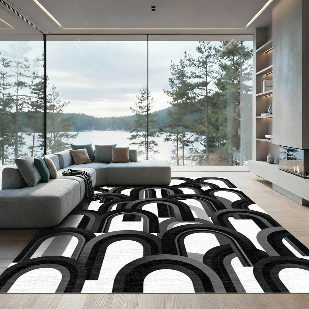 Monochromatic Overlapping Arch Composition Rug