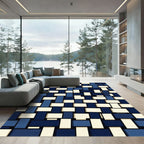 Cobalt Cream Rectangular Weave Rug