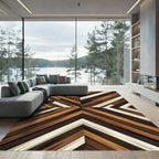 Geometric Chevron Wood Grain Aesthetic Rug