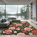 Romantic Blush Pink Floral Rose Medley Rug