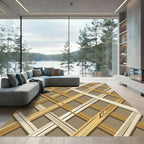 Earthy Gold Woven Wheat Lattice Rug