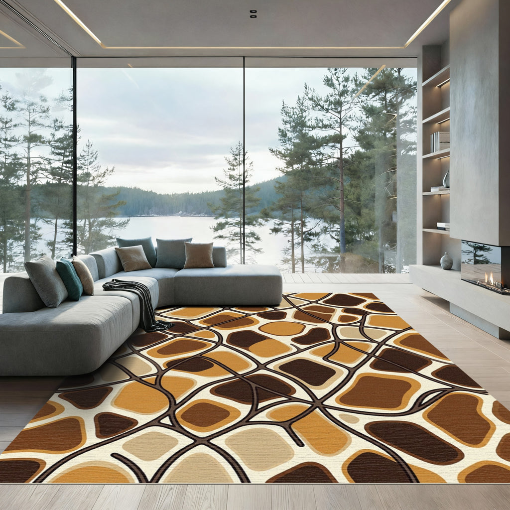 Brown Geometric Organic Shapes Rug