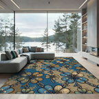 Blue Gold Clover Chain Pattern Rug