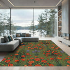 Orange Rose Cypress Garden Tapestry Rug