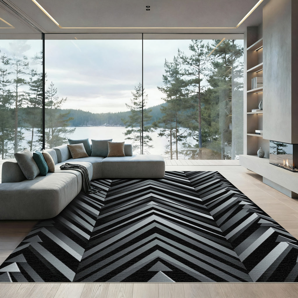 Monochromatic Chevron Zigzag Arrow Rug