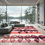 Elegant Blush Rose Ribbon Bows Rug