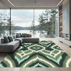 Chevron Diamond Zigzag Green Rug