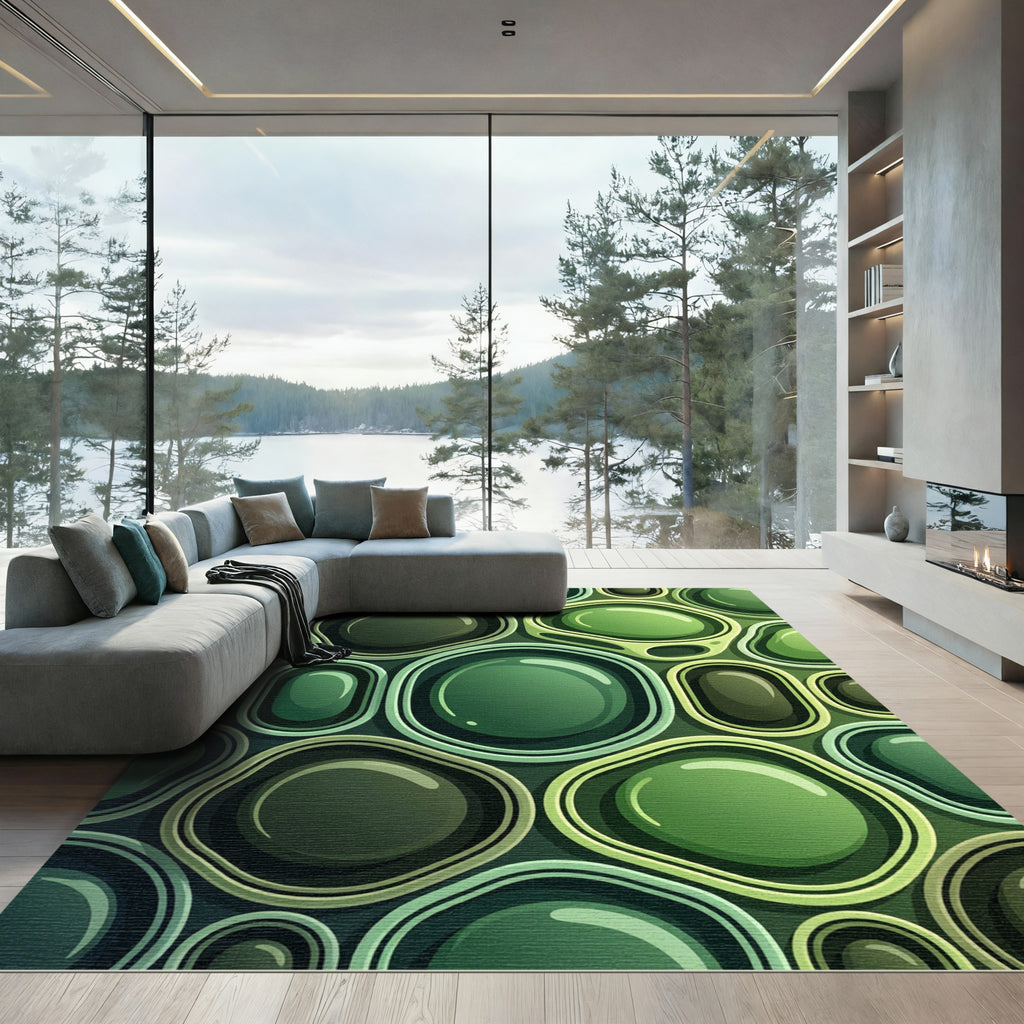 Organic Emerald Green Rounded Pebble Rug