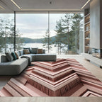 Pink Textured Chevron Geometric Rug