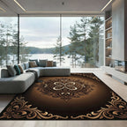 Elegant Bronze Ornate Floral Medallion Rug