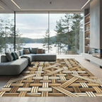Woven Tan Natural Intersecting Texture Rug