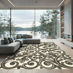 Elegant Brown Scrollwork Filigree Rug