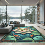 Koi Pond Lotus Flower Zen Art Rug