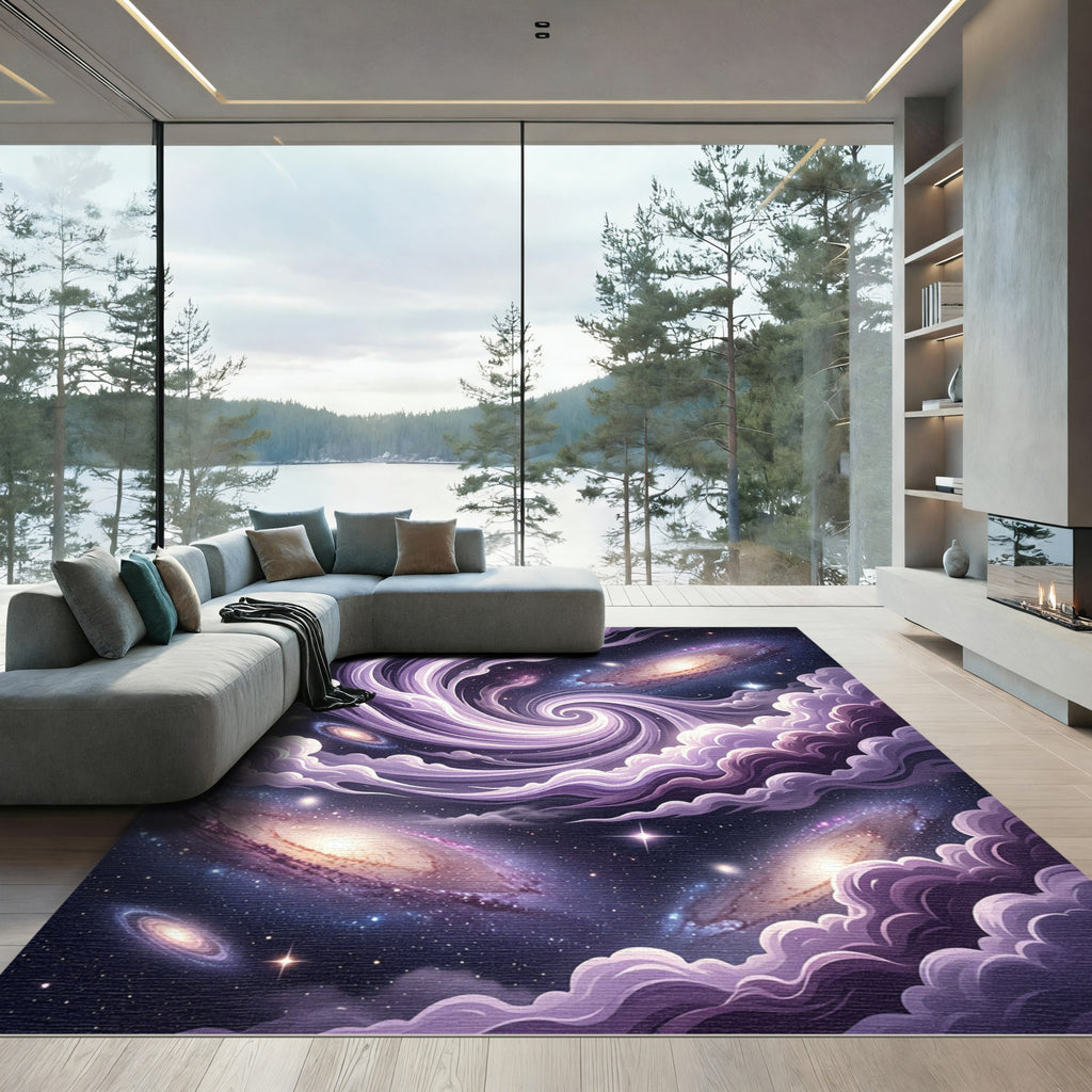 Cosmic Purple Spiral Nebula Galaxy Rug