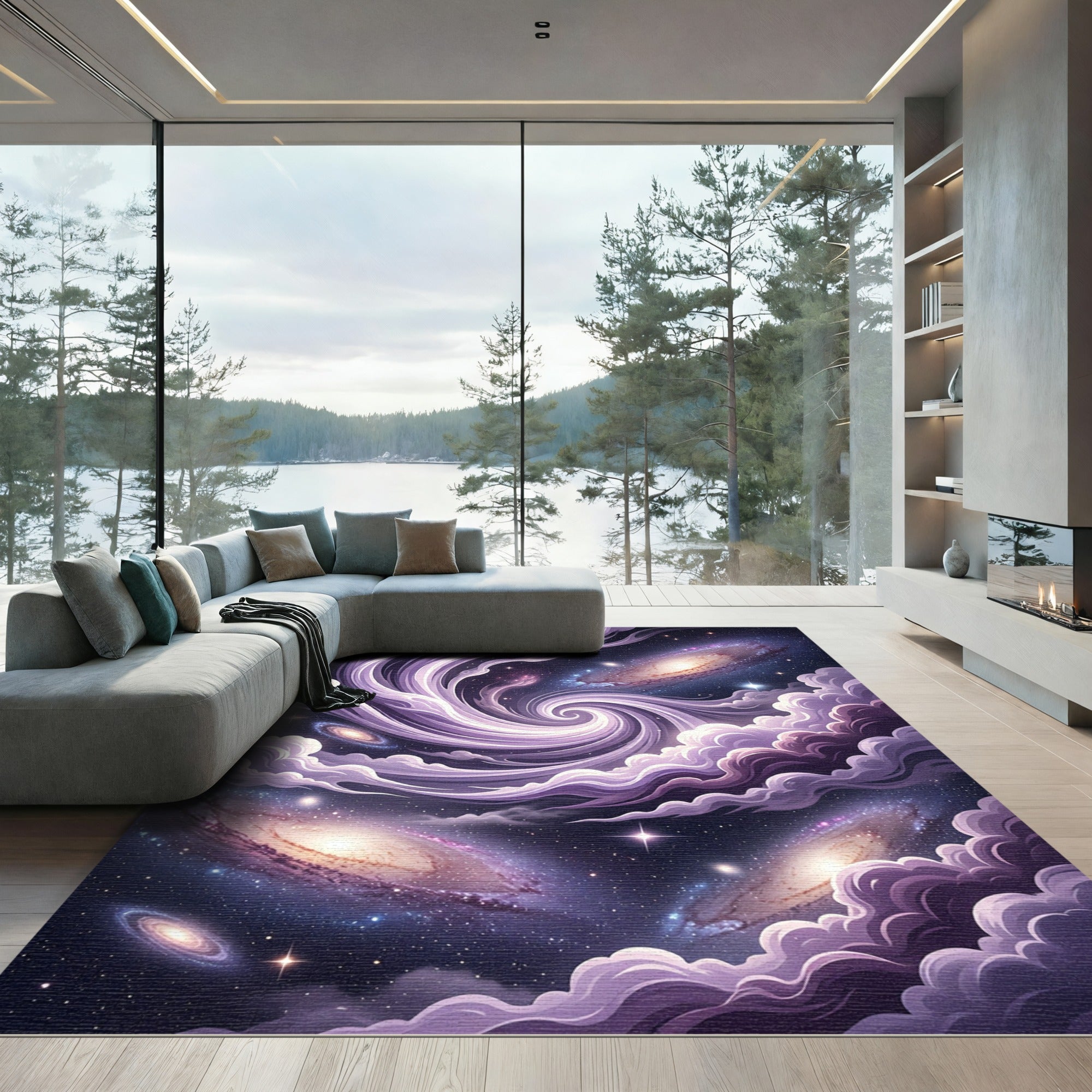 Cosmic Purple Spiral Nebula Galaxy Rug