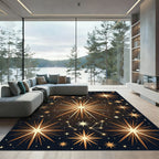 Celestial Gold Starry Night Tapestry Rug