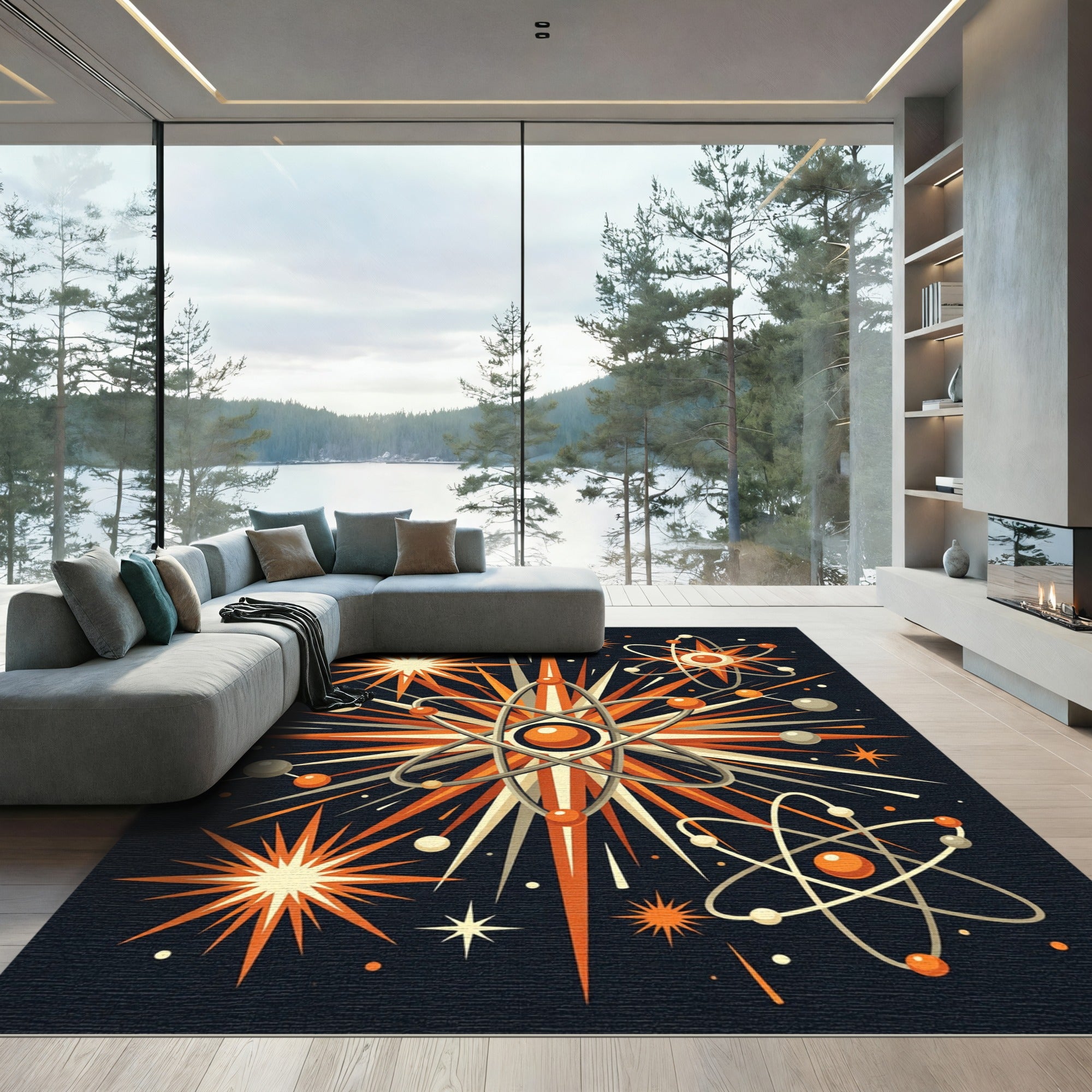 Atomic Burst Celestial Orange Radiant Rug