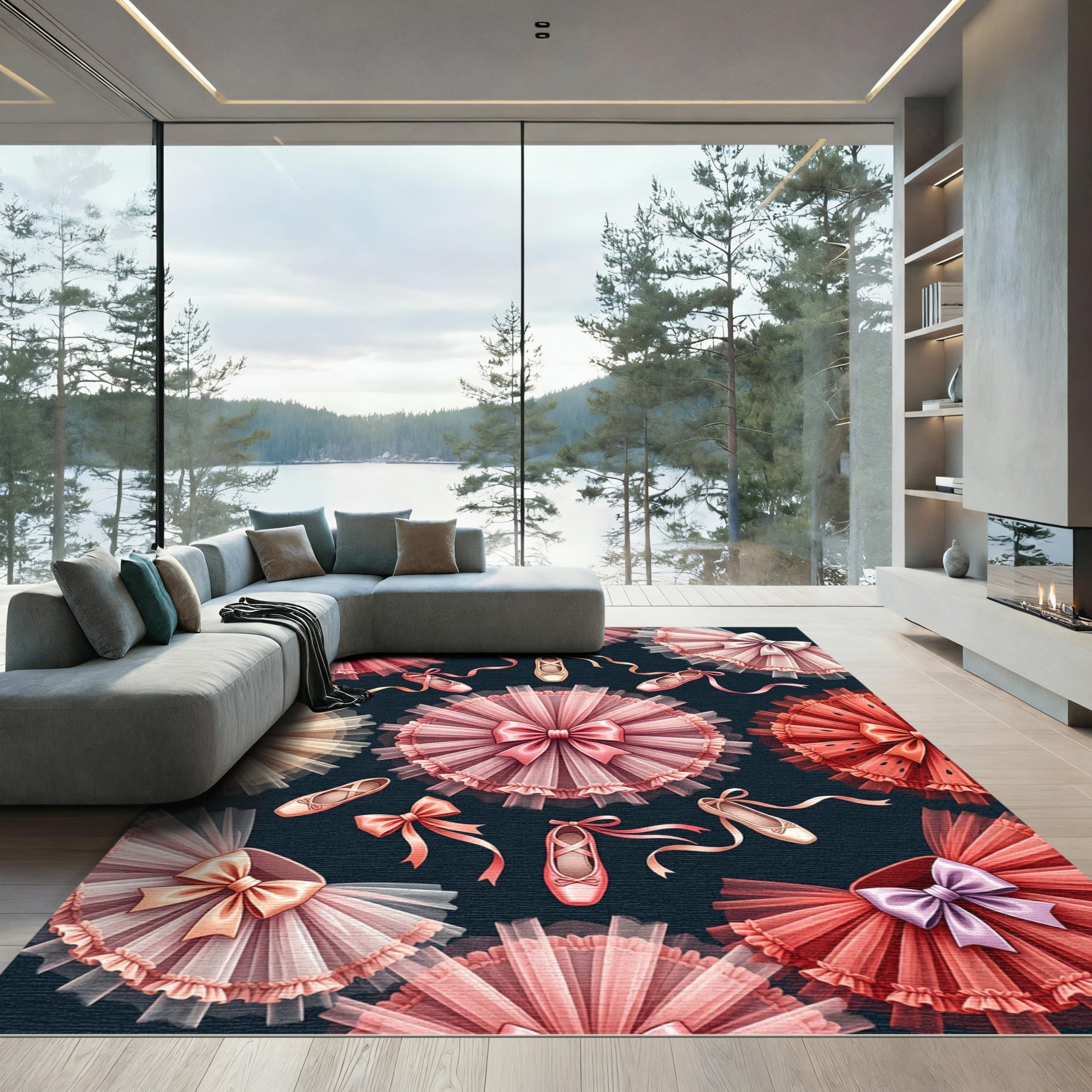 Pink Tulle Tutu Ballet Slipper Delight Rug