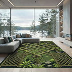 Mossy Woodland Lattice Trellis Art Rug