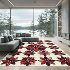 Crimson Floral Medallion Patchwork Rug