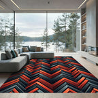 Deep Coral Red Herringbone Weave Rug