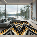 Striking Gold Flame Zigzag Rug