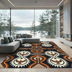 Tribal Feather Medallion Black Ochre Rug