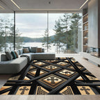 Black and Gold Desert Cross Lattice Rug