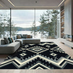 Monochromatic Tribal Diamond Chevron Rug